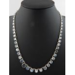 Silver and moonstone necklace set cabouchon stones