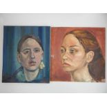 Unsigned, 21st C, two portrait studies of women, oil on canvas, 30 x 25cm, oil on artist board,