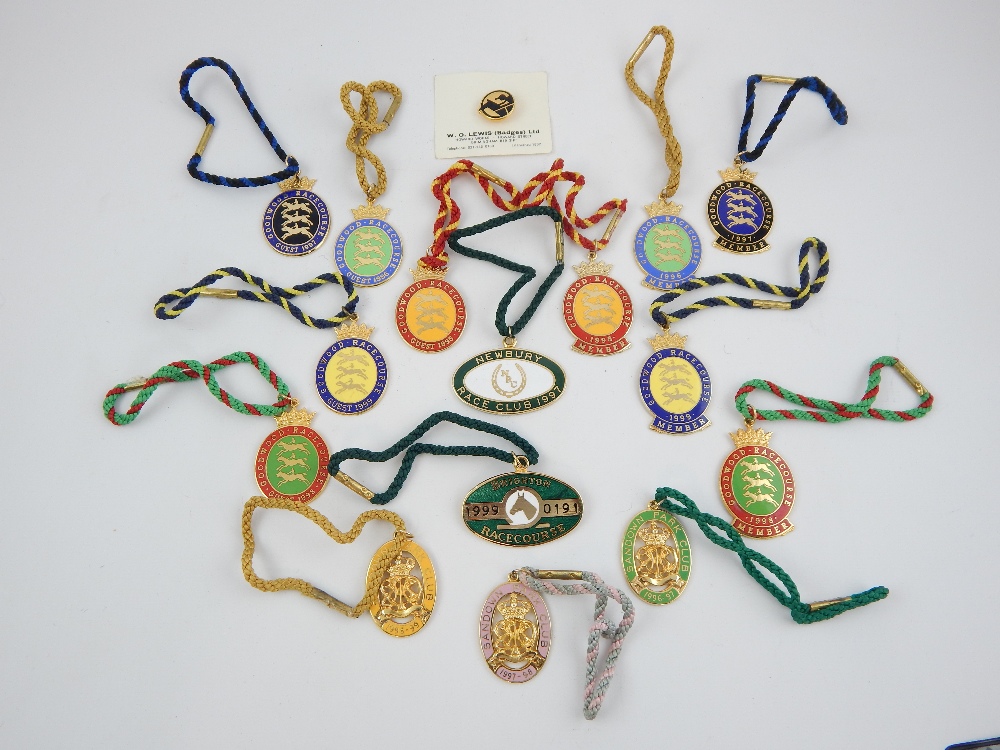 Quantity of Goodwood Motor Racing medal badges for members.