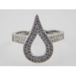 Silver cubic zirconia dress ring of open heart form