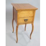 An unusual early 19th C continental bird's eye maple square section bedside table,