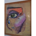 Contemporary school, 'I Can Change The World', a woman's eye crying, watercolour,