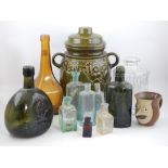 19th century W & A Gilbey green glass gin bottle, an early Gordons gin bottle,