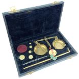 20th century boxed set brass 20 gram balance scales, with weights,