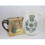Royal Doulton jug, The Pickwick Papers, 'White Hart' decorated with characters in low relief, 14cm,