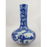 Chinese onion shape stem vase, blue and white glaze,