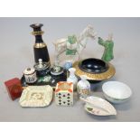 Carltonware card player's ashtray, in the form of a cube with card suits to the faces, 7cm h,