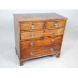 George III mahogany chest of drawers, two short over three long drawers, brass oval plate handles,