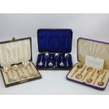 Cased set of six silver gilt spoons,