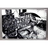 Large contemporary aviation wall glass picture, study of a Russian aeroplane cockpit, 80 x 120cm.