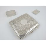 Silver cigarette case, engraved foliate design, gilt washed interior, Birmingham 1915,