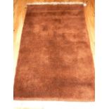 Turkish chocolate brown rug, fringed, 120 x 180cm.