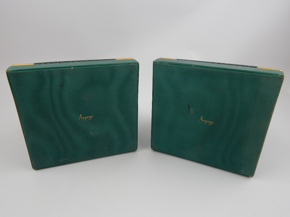 Pair of Asprey green leather book ends, 13.5cm h. - Image 3 of 3