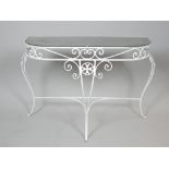 Mirror top hallway console table, iron scroll base with Cross of St John motif.