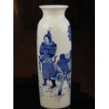 Chinese stem vase, blue and white glaze,