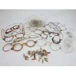 Quantity of gilt and steel framed pince-nez, together with other spectacles.