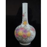 Chinese stem vase all over new blossom and chrysanthemum enamel decoration, blue ink stamp to base,