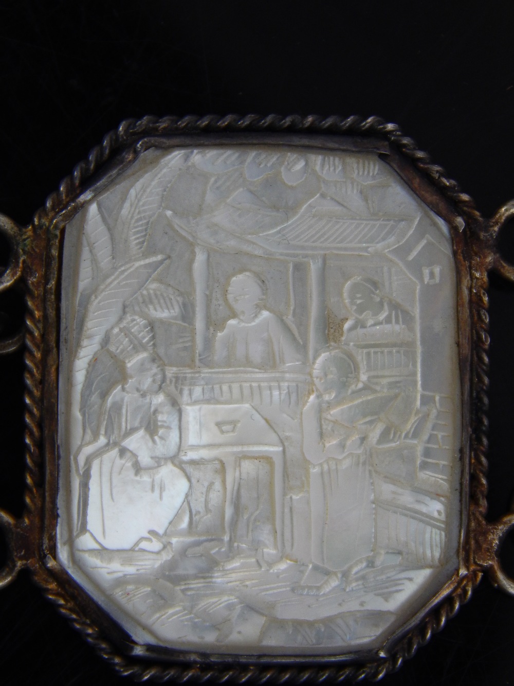 Chinese white metal and mother-of-pearl belt, - Image 5 of 5
