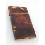 19th century tortoiseshell card case, of rectangular form, 8.5cm.