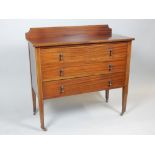 Edwardian mahogany chest of drawers, satinwood chequer and line inlay, brass drop handles,