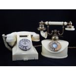 GPO ivory Bakelite 328 model telephone together with another vintage style telephone.