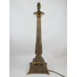 Victorian style cast brass table lamp with acanthus fluted column.