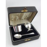 Edward VIII silver three piece silver and bakelite Christening set, Collyer Ltd 1936/38.