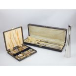 Early 20th century French silver mounted ivory stand, cased servers,