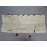 1624 Vellum parchment deed with wax seals, relating to land exchange in the Torquay, Devon area,