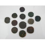 Collection of Roman Imperial and other coins including a Sestertius, probably Antoninus Pius period.