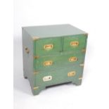 Military style small chest of drawers, two over two with brass inset handles,