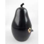 Georgian style ebonised tea caddy, modelled in the form of a pear.