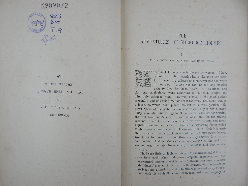 Arthur Conan Doyle, The Adventures of Sherlock Holmes, 1st edition, published by Newnes 1892. - Image 3 of 4