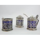 Silver three piece cruet,