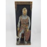 Cast plaster plaque depicting Robert Bruce, polychrome painted, 36cm h.