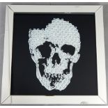 Damien Hurst influence skull mirror, 69.5 x 69.5cm.