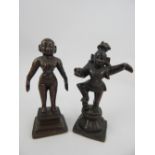 Two small Sino-Tibetan bronze deities, larger 10.5cm. (2)