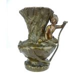 A. Bofil, a bronze harvest vase with putti and sickle, signed with founder's mark to base, 17cm
