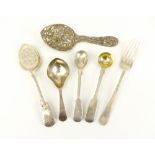 George III silver caddy spoon, marks for Richard Crossley London 1788, together with a Victorian