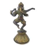 A heavy cast bronze figure of Ganesha, the Hindu elephant headed god, 21cm high.