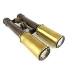 Pair of Victorian leather and brass clad extending telescope binoculars by Brown Optician of St.