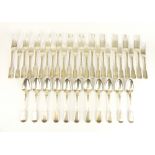 Collection of matching silver hallmarked cutlery comprising twelve large forks, twelve medium