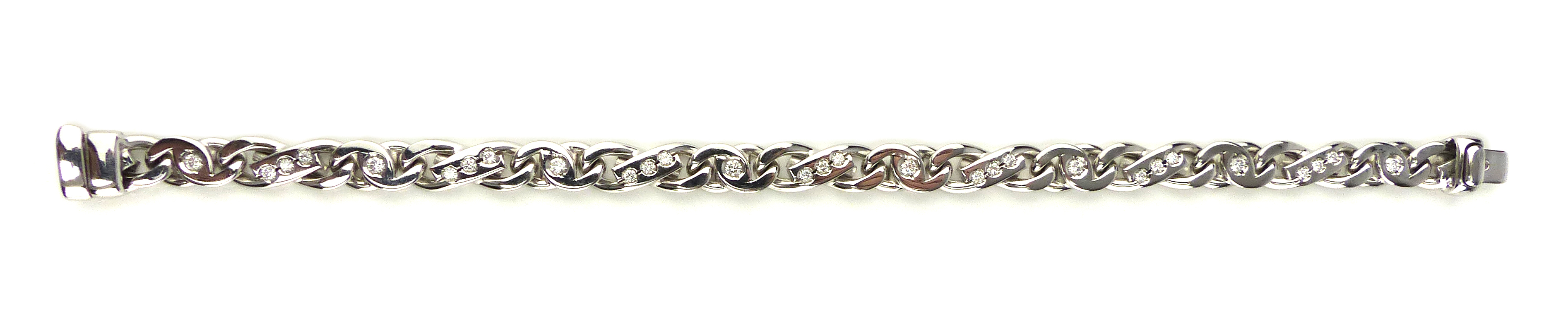 A diamond link bracelet in 18ct white gold,