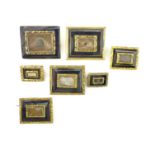 A collection of antique Victorian / Edwardian mourning brooches in yellow gold and gilt metal,