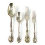 Regimental Antique Sterling Silver canteen of cutlery by various makers and of various dates in the