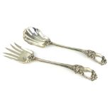 Exceptional pair of Antique Victorian Sterling Silver salad servers by Elkington & Co,