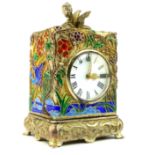Miniature Silver & Enamel carriage clock of rectangular form,