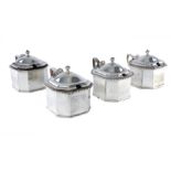 Four Antique Sterling Silver mustard pots one by Rebecca Emes & Edward Barnard, London 1811,