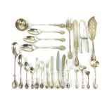 Regimental Antique Sterling Silver canteen of cutlery for thirty-six place settings by various