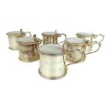 Six Antique Victorian Sterling Silver mustard pots by Stephen Smith, London 1876.